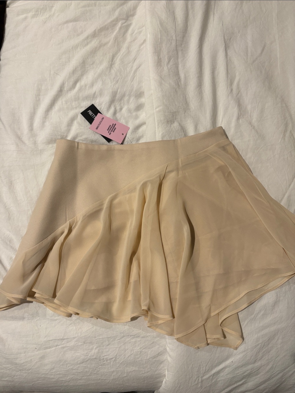 PrettyLittleThing Cream Chiffon Ruffle Skort